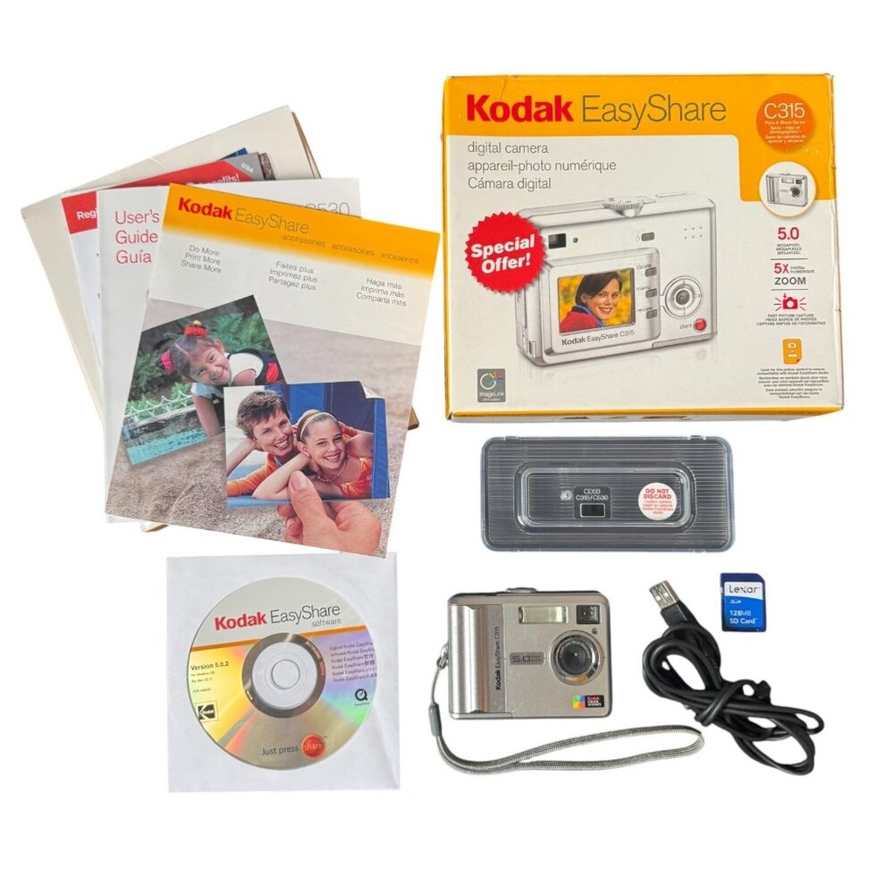 Kodak EasyShare C315 5.0MP Digital Camera Tested‎ Works Incl Software SD Card